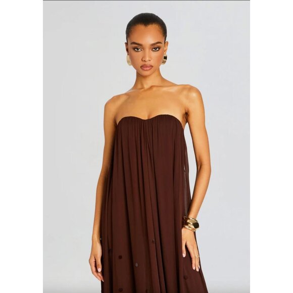 retrofete Helena Strapless Dress Deep Brown Womens Size Small - Picture 3 of 16
